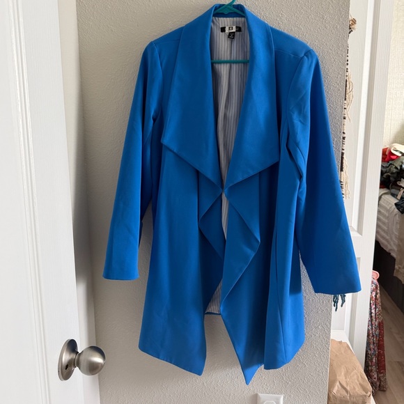 Roz & Ali Jackets & Blazers - Women's Blue Open Front Jacket